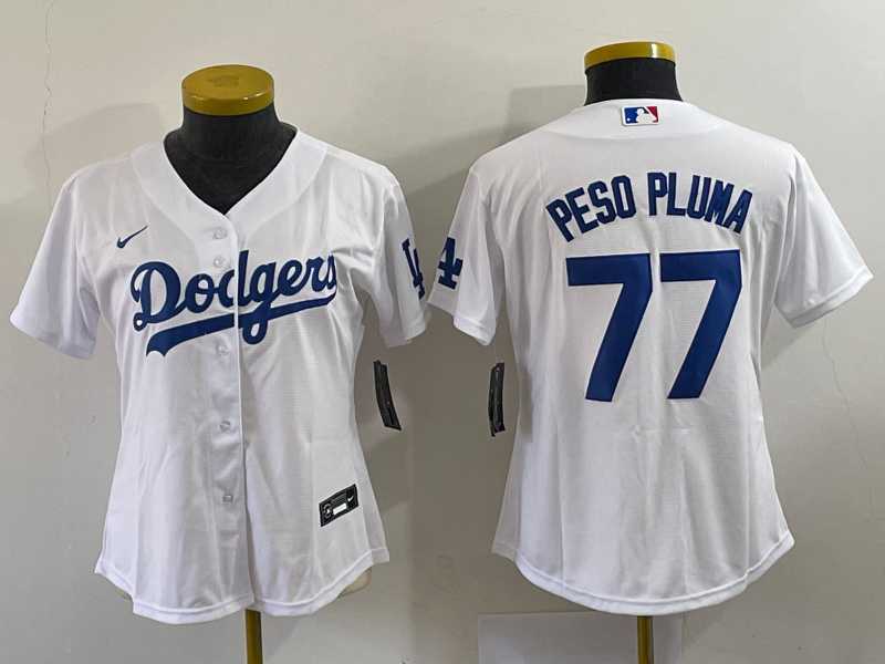 Youth Los Angeles Dodgers #77 Peso Pluma White Stitched Cool Base Nike Jersey->mlb youth jerseys->MLB Jersey